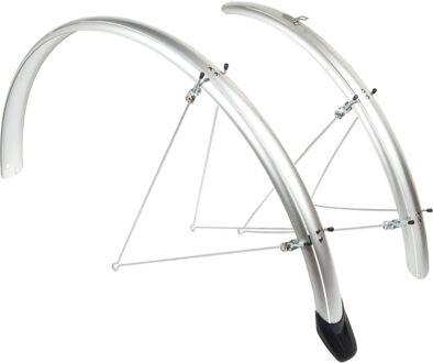 Eurofender spatbordenset Elegance 28 inch 46 mm kunststof zilver Zilverkleurig