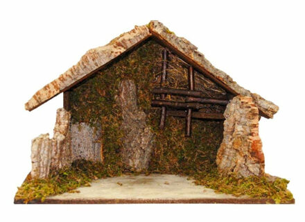 Euromarchi lege kerststal - zonder figuren - L50 x B27 x H32 cm - hout