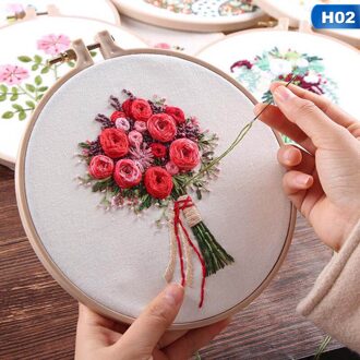 Europa DIY Lint Bloemen Borduren Set met Frame voor Beginner Handwerkpakketten Kruissteek Serie Arts Ambachten Naaien Decor 2