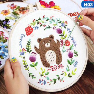 Europa DIY Lint Bloemen Borduren Set met Frame voor Beginner Handwerkpakketten Kruissteek Serie Arts Ambachten Naaien Decor 3