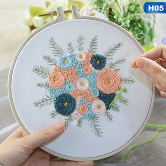 Europa DIY Lint Bloemen Borduren Set met Frame voor Beginner Handwerkpakketten Kruissteek Serie Arts Ambachten Naaien Decor 5