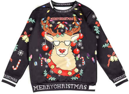 Europa en de Verenigde Staten Kerst Trui kinderen 3D Afdrukken Hooded Sweater Lange Mouw Sweater Broek Pak 140cm L / Blauw