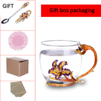 Europa P Iris Emaille Glas Mok Melk Tumbler Kantoor Koffie Tumbler Ontbijt Mokken creatieve huwelijkscadeau Thuis Drinken Ware A03