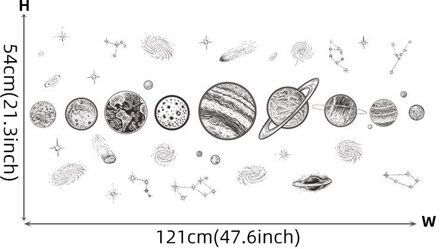Europa Stijl Cartoon Cosmic Planet Galaxy Muursticker Voor Kinderkamer Leren Buitenste Ruimte Voor Woonkamer Art Decals pvc