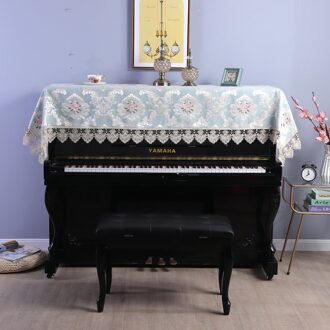 Europa Stof Piano Cover Geborduurde Kant Tafelkleed 90*220Cm Eenvoudige Moderne Elegante Piano Universal Cover Handdoek Piano HM1158 Hm1158-blauw