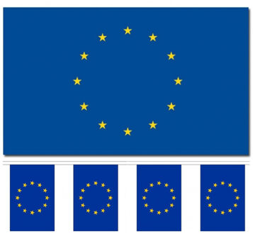 Europa versiering/feestartikelen set - vlag 90 x 150 cm - vlaggenlijn van 300 cm - landen
