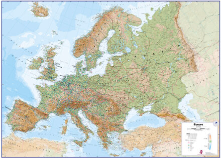 Europe Physical Laminated Map