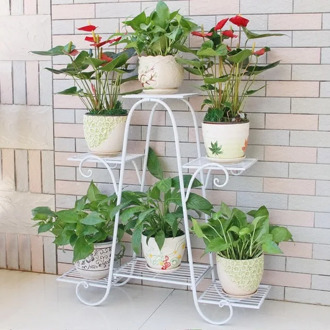 European style iron flower stand ground type plant stand balcony living room indoor multi layer flower shelf furniture