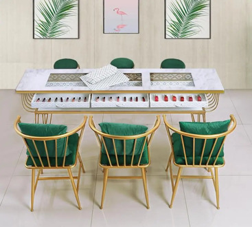 European style net red double glass manicure table and chair set