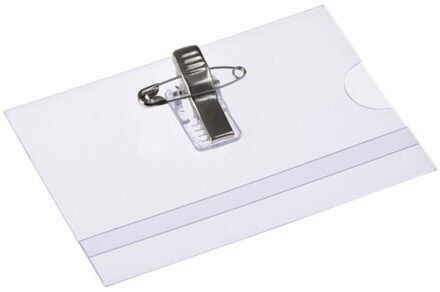 Europel Badge Opus 2 met clip en speld 60x90mm Transparant