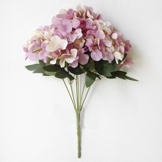 Europese 6 Takken Kunstmatige Schotse Hortensia Boeket Diy Wedding Kerstmis Home Decor Nep Zijde Bloem Muur Decor 4 Kleuren Paars