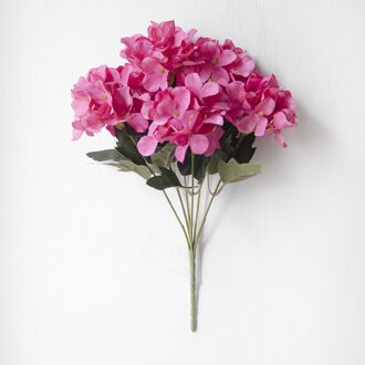 Europese 6 Takken Kunstmatige Schotse Hortensia Boeket Diy Wedding Kerstmis Home Decor Nep Zijde Bloem Muur Decor 4 Kleuren roos rood