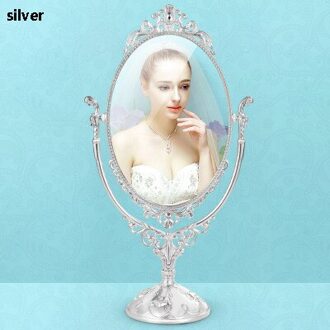 Europese Antiek Messing Met Amber Stenen Jeweled 5X7 Inches Dubbelzijdig X1 Metalen Tafelblad Swing Comestic Spiegel zilver