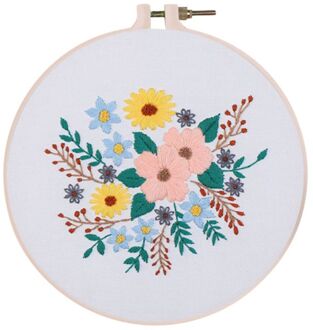 Europese Bloemen Diy Borduurwerk Lint Set Met Frame Handwerk Handwerken Voor Beginner Kruissteek Naaien Decoratie Ambachten