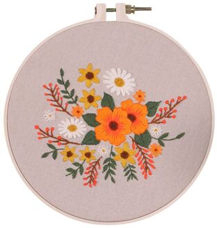 Europese Bloemen Diy Borduurwerk Lint Set Met Frame Handwerk Handwerken Voor Beginner Kruissteek Naaien Decoratie Ambachten