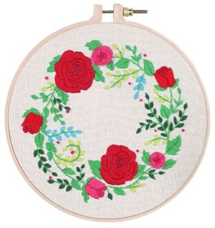 Europese Bloemen Diy Borduurwerk Lint Set Met Frame Handwerk Handwerken Voor Beginner Kruissteek Naaien Decoratie Ambachten