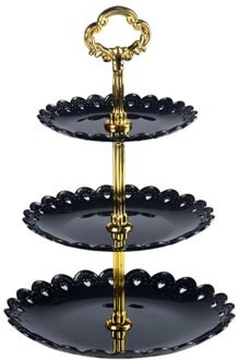 Europese Fruitschaal Drie-Layer Snack Rek Woonkamer Fruitschaal Bruidstaart Taart Cake Rack Snoep Rack zwart
