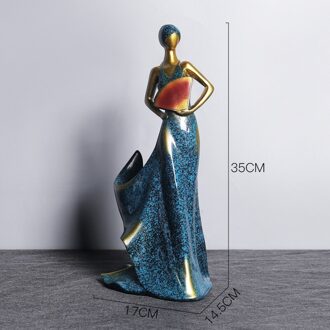 Europese Hars Meisje Standbeeld Wijn Houder Woonaccessoires Woonkamer Wijnkast Wijn Fles Rack Decoratie Ambachten Meubels Girl-blauw