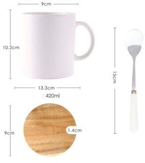 Europese High-End Keramische Zwart Grote Capaciteit Mok Creatieve Eenvoudige Koffie Cup Met Cover Lepel Water Cup wit