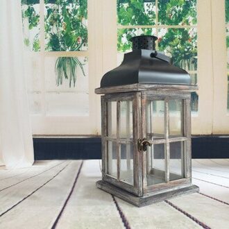 Europese Houten Lichten Kandelaar Ambachten Kaars Stand Home Decor Winddicht Kaarshouder Ornamenten Retro Kaars Lantaarn groot