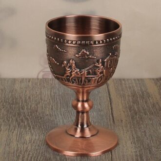 Europese Klassieke Metalen Wijn Cup Handgemaakte Kleine Beker Huishoudelijke Bar Whisky Mok Carving Patroon Geest Cocktail Cup Drinkware rood koper