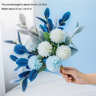 Europese Kunstbloemen Familie Partij Decoratie Boeket Bruiloft Bloemen Zijde Paardebloem Pioen Hybrid Boeket Blauw