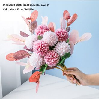 Europese Kunstbloemen Familie Partij Decoratie Boeket Bruiloft Bloemen Zijde Paardebloem Pioen Hybrid Boeket boon paste roze