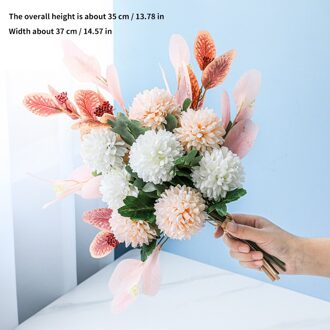 Europese Kunstbloemen Familie Partij Decoratie Boeket Bruiloft Bloemen Zijde Paardebloem Pioen Hybrid Boeket khaki