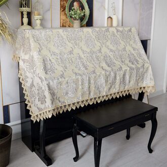 Europese Luxe Upright Piano Stofkap Jacquard Zachte Geborduurde Kant Gewatteerde Kruk Keyboard Stofdicht Doek Piano Handdoek champagne / Stool cover38x78cm