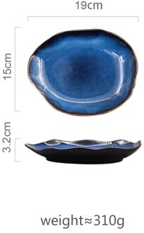 Europese Retro Onregelmatige Keramische Plaat Blauw Glazuur Westerse Diner Schotel Slakom Home Restaurant Hoofdgerecht Keuken Servies Size-1