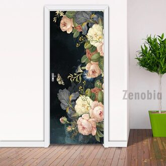 Europese Rose 3d Deur Sticker Pvc Zelfklevende Deur Muurschildering Creatieve Behang 3D Decals Voor Woonkamer Deur Decor home 77x200cm