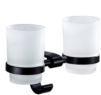 Europese ruimte aluminium gratis punch met haak zwart tandenborstel dubbele cup badkamer mond cup borstel cup glas houder LO717221