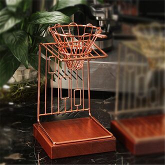 Europese stijl Houten Koffie Filter Rack Thee Bladeren Filter Houder Stand Rekken Rvs Druppelaar Koffiefilter Cup Stander roos goud