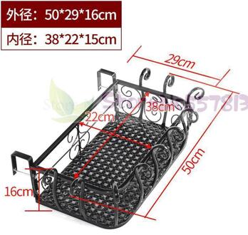 Europese Stijl Iron Reling Bloem Stand Balkon Vangrail Opknoping Succulent Bloem Stand Muur Opknoping Bloempot Rack Anti-Thef 50x29x16CM 1