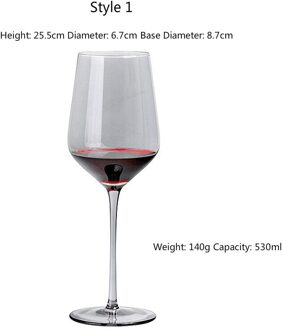 Europese Stijl Kristallen Glas Galvaniseren Zilver-Grijs Gradiënt Amerikaanse Rode Wijnglas Metalen Beker U-Vormige Decanter wijn Set S1 530ml