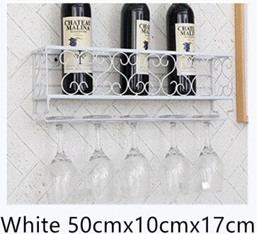 Europese Stijl Muur Gemonteerde Wijnrek Bar Opslag Wijn Glazen Houder Rvs Glaswerk Opknoping Rack Onder Kast wit 50cmx10cmx17cm