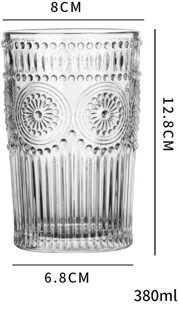 Europese Stijl Retro Zon Bloem Glas Reliëf Cup Melk Thee Sap Cup Water Cup Bar Bier Bar