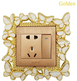 Europese stijl stofdichte vlinderschakelaarstickers decoratieve stickers kinderkamer cartoon schakelaar beschermhoes Goud