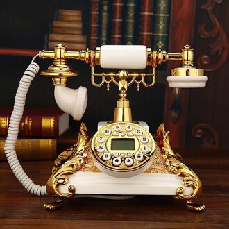 Europese Stijl Telefoon Vaste Home Klassieke Ouderwetse Vaste Telefoon Met Fsk/Dtmf Systeem, Caller Id, wit Goud normaal version