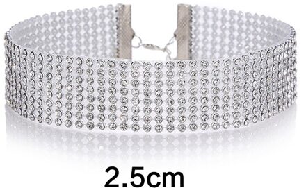 Europese Stijl Vrouwen Bundel Hals Element Ketting Mode-sieraden Punk Hip Hop Choker Ketting Inlay Rhinestone Kraag A3-2.5cm Width
