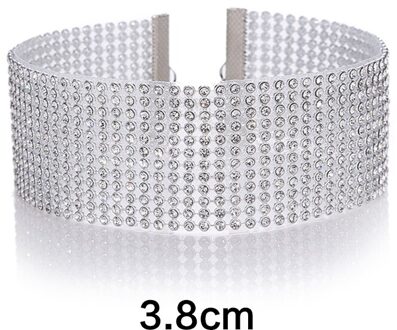 Europese Stijl Vrouwen Bundel Hals Element Ketting Mode-sieraden Punk Hip Hop Choker Ketting Inlay Rhinestone Kraag A4-3.8cm Width