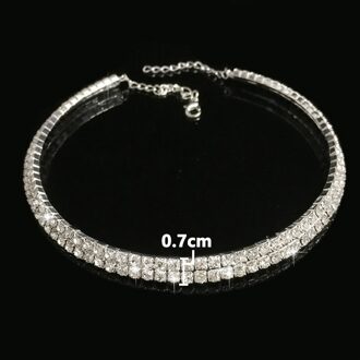 Europese Stijl Vrouwen Bundel Hals Element Ketting Mode-sieraden Punk Hip Hop Choker Ketting Inlay Rhinestone Kraag B2-0.7cm Width