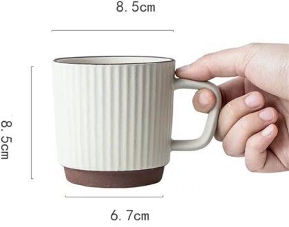 Europese Vintage Koffie Mok Met Handvat Creatieve Afternoon Tea Cup Porselein Kantoor Water Cup Ontbijt Melk Mok Thuis Drinkware Beige