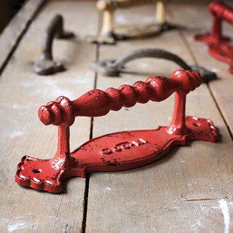 Europese Vintage retro houten deurklink hand gemaakt schuur schuifdeur push deurknoppen en Handvatten rood ijzer antieke