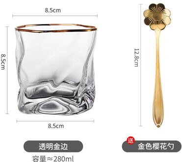 Europese Whiskey Glas Shot Tarwe Bier Steins Leuke Multi-color Wijn Cup Crystal Cocktail Frosted Creativiteit Container Bar Drinken goud trim