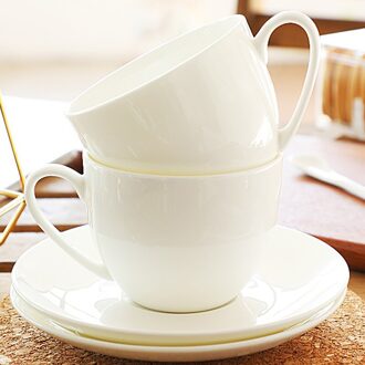 Europese Zuiver Wit Keramische Kopje Koffie Schotel Set Latte Cappuccino Bloem Professionele Mok Koffie