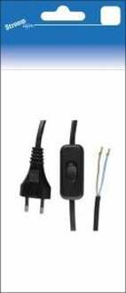 Eurosnoer zwart schakelaar 2 meter