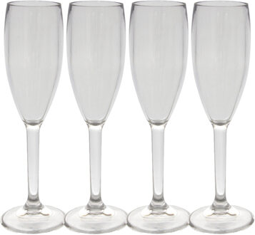 Eurotrail Set van 12x stuks onbreekbare kunststof camping champagneglazen 175 ml