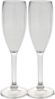 Eurotrail Set van 2x stuks onbreekbare kunststof camping champagneglazen 175 ml