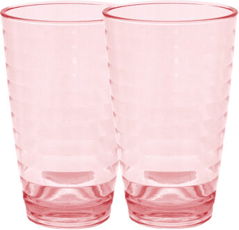 Eurotrail Set van 2x stuks onbreekbare kunststof camping drinkglazen rood 400 ml